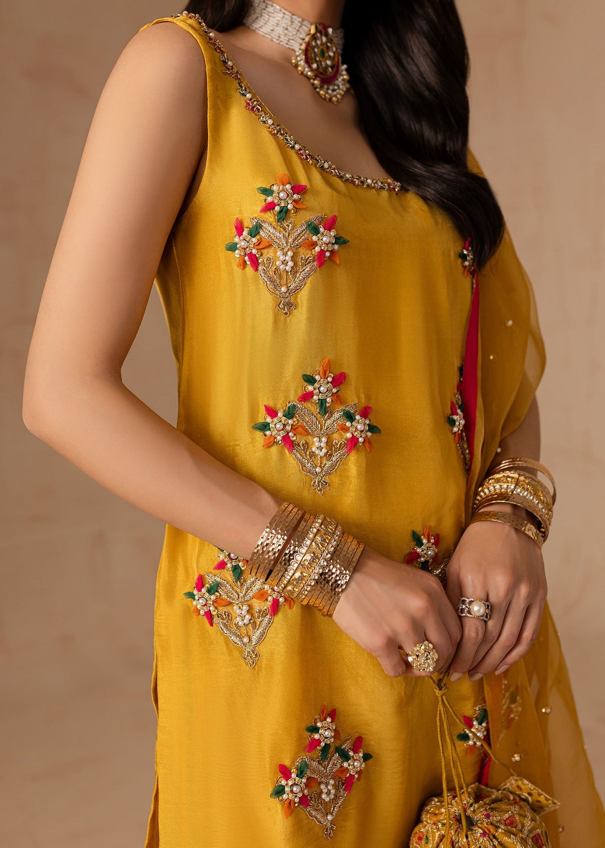 Maria Osama Khan | Noir Bliss Luxury Formals | Marigold Muse by Maria Osama Khan - Designer Dress - Type: Ladies Clothes - Available at Libayah - 100% Original