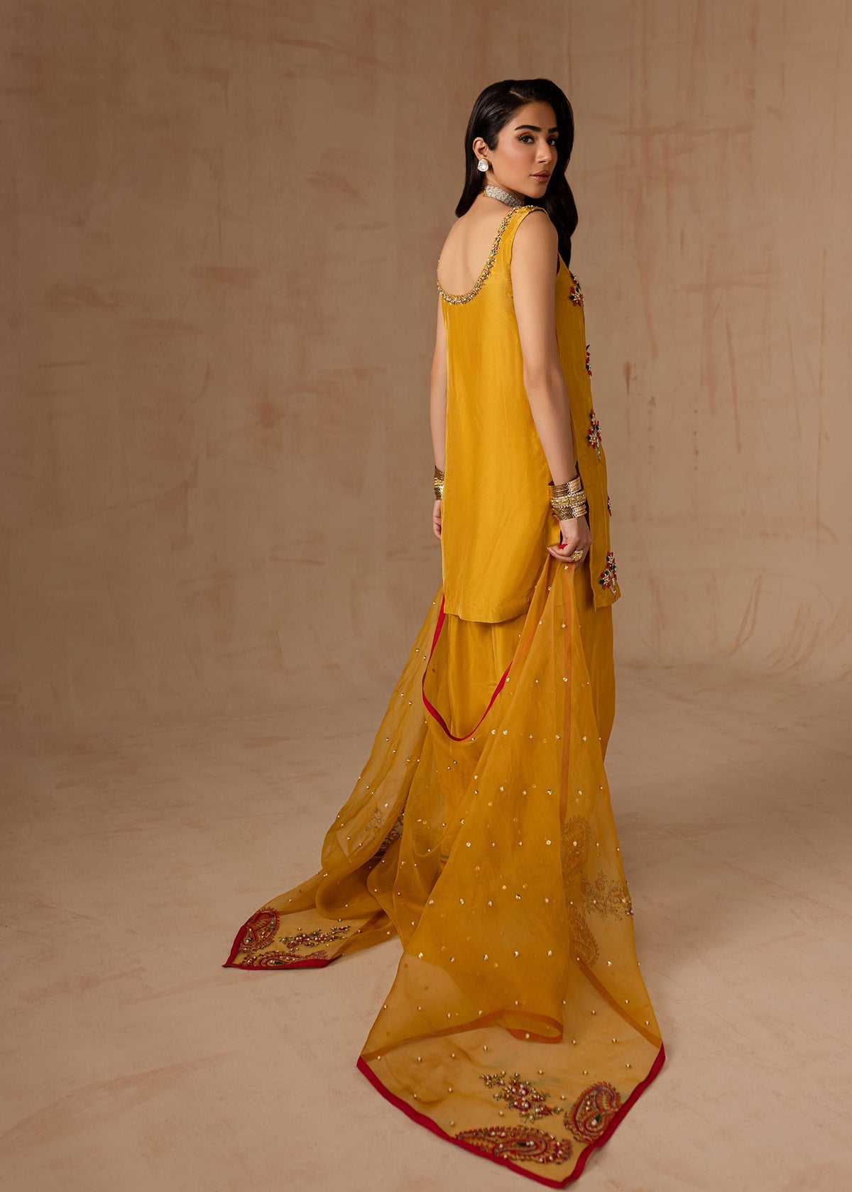 Maria Osama Khan | Noir Bliss Luxury Formals | Marigold Muse by Maria Osama Khan - Designer Dress - Type: Ladies Clothes - Available at Libayah - 100% Original