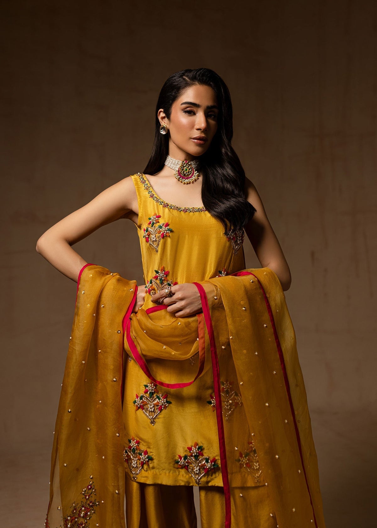 Maria Osama Khan | Noir Bliss Luxury Formals | Marigold Muse by Maria Osama Khan - Designer Dress - Type: Ladies Clothes - Available at Libayah - 100% Original
