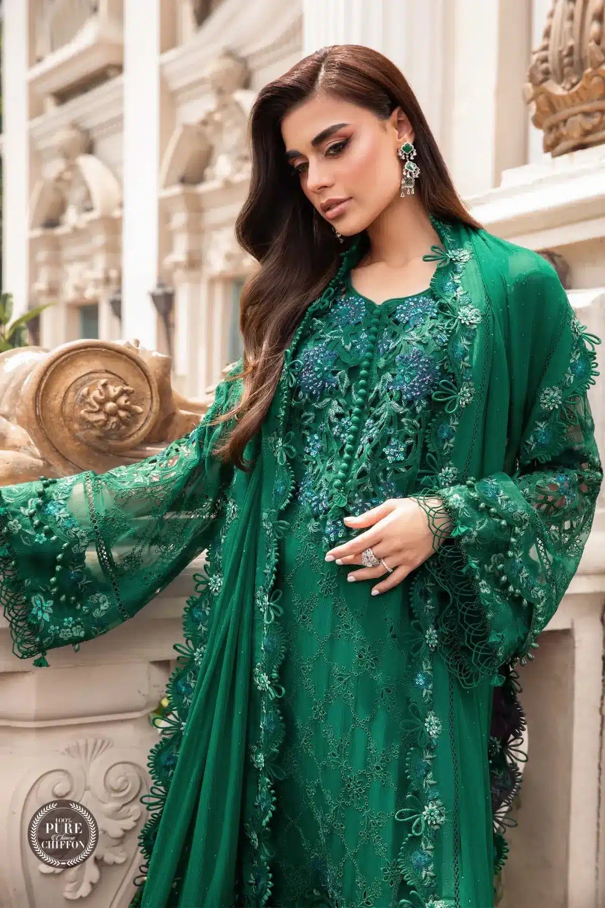 Maria B | Luxury Chiffon Collection | Emerald Green