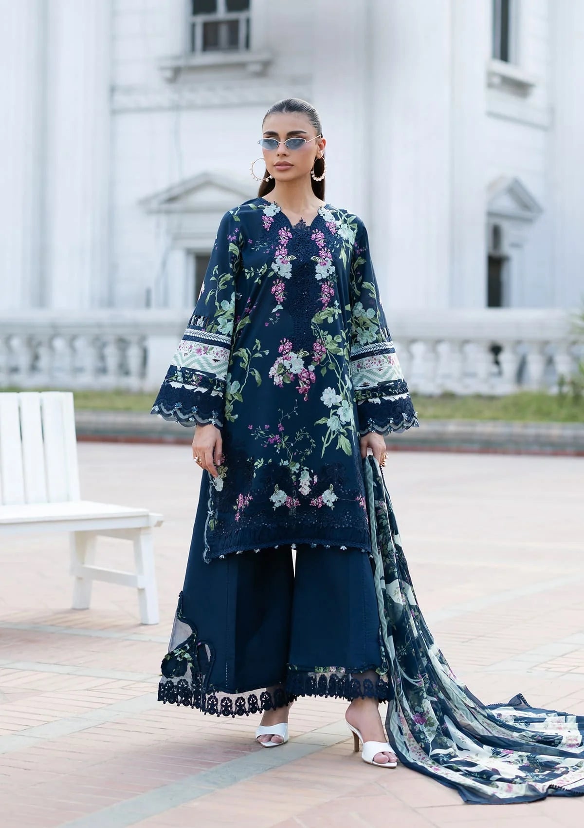 Elaf Premium | Signature Embroidered Lawn with Chiffon Collection 26 | ESG-3A MARIEL by Elaf Premium - Designer Dress  - Type : Ladies Clothes - Available at Libayah - 100% Original 