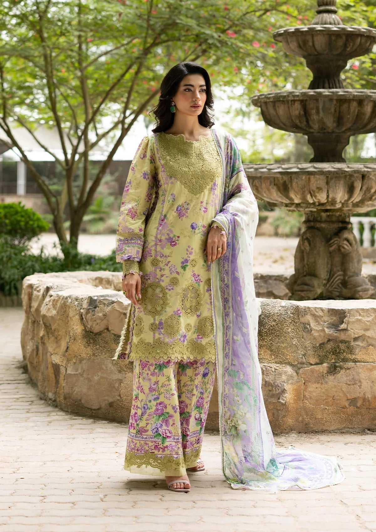 Elaf Premium | Signature Embroidered Lawn with Chiffon Collection 26 | ESG-8A OLIVIA by Elaf Premium - Designer Dress  - Type : Ladies Clothes - Available at Libayah - 100% Original 