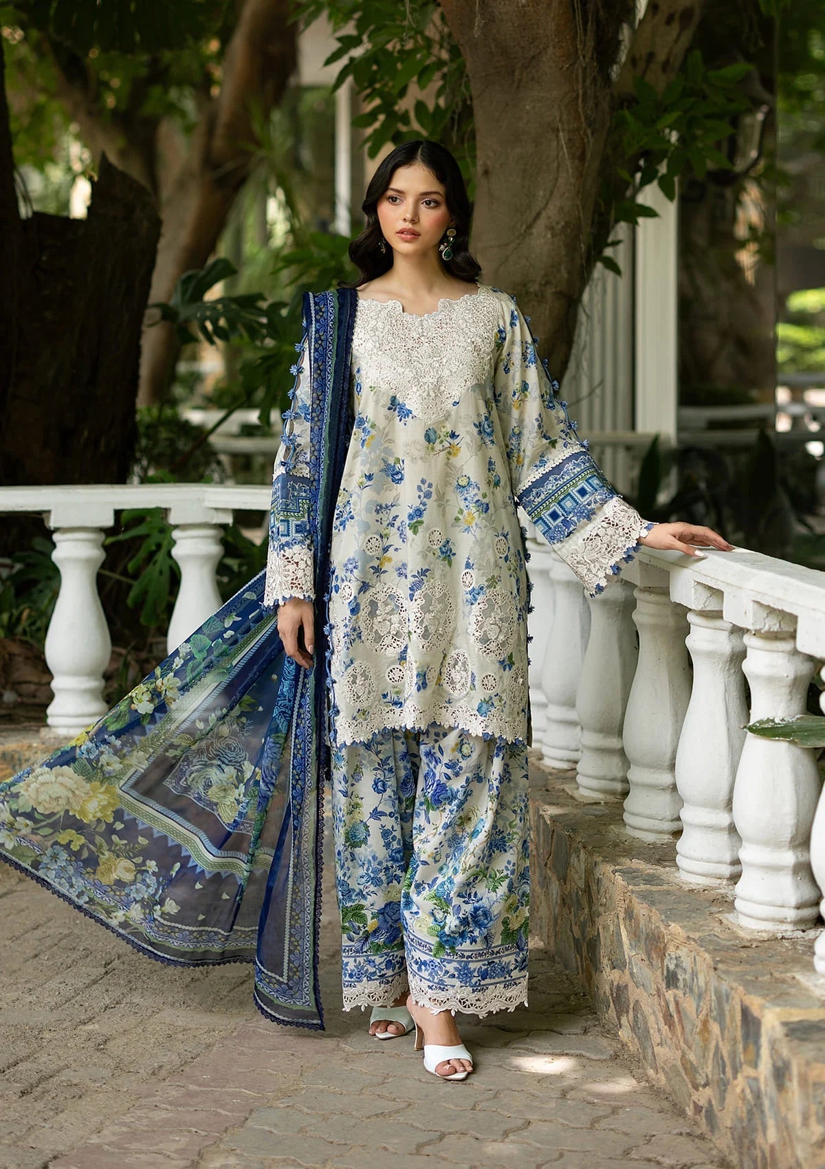 Elaf Premium | Signature Embroidered Lawn with Chiffon Collection 26 | ESG-8B CELINE by Elaf Premium - Designer Dress  - Type : Ladies Clothes - Available at Libayah - 100% Original 