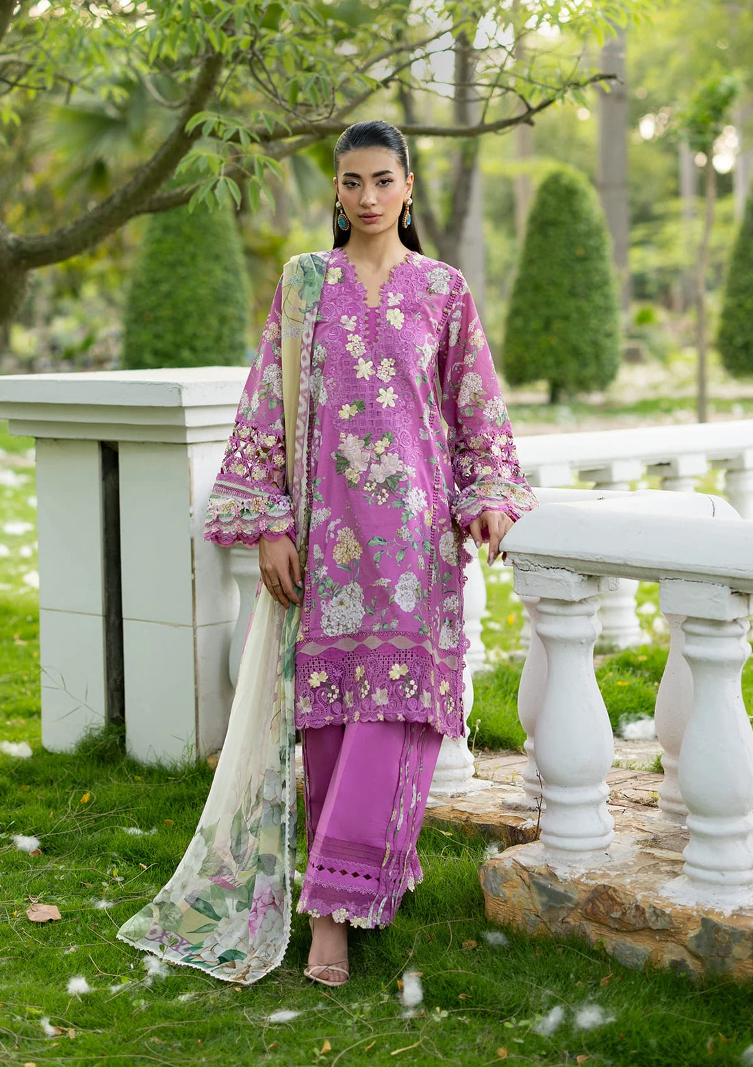 Elaf Premium | Signature Embroidered Lawn with Chiffon Collection 26 | ESG-7B KIARA by Elaf Premium - Designer Dress  - Type : Ladies Clothes - Available at Libayah - 100% Original 