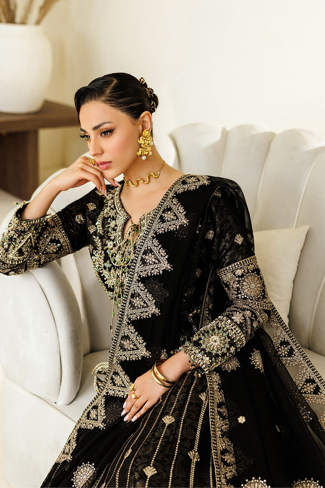 Alizeh | Aymal Luxury Bamber Chiffon | AF-BHM-4073-Blanc by Alizeh - Designer Dress  - Type : Ladies Clothes - Available at Libayah - 100% Original 
