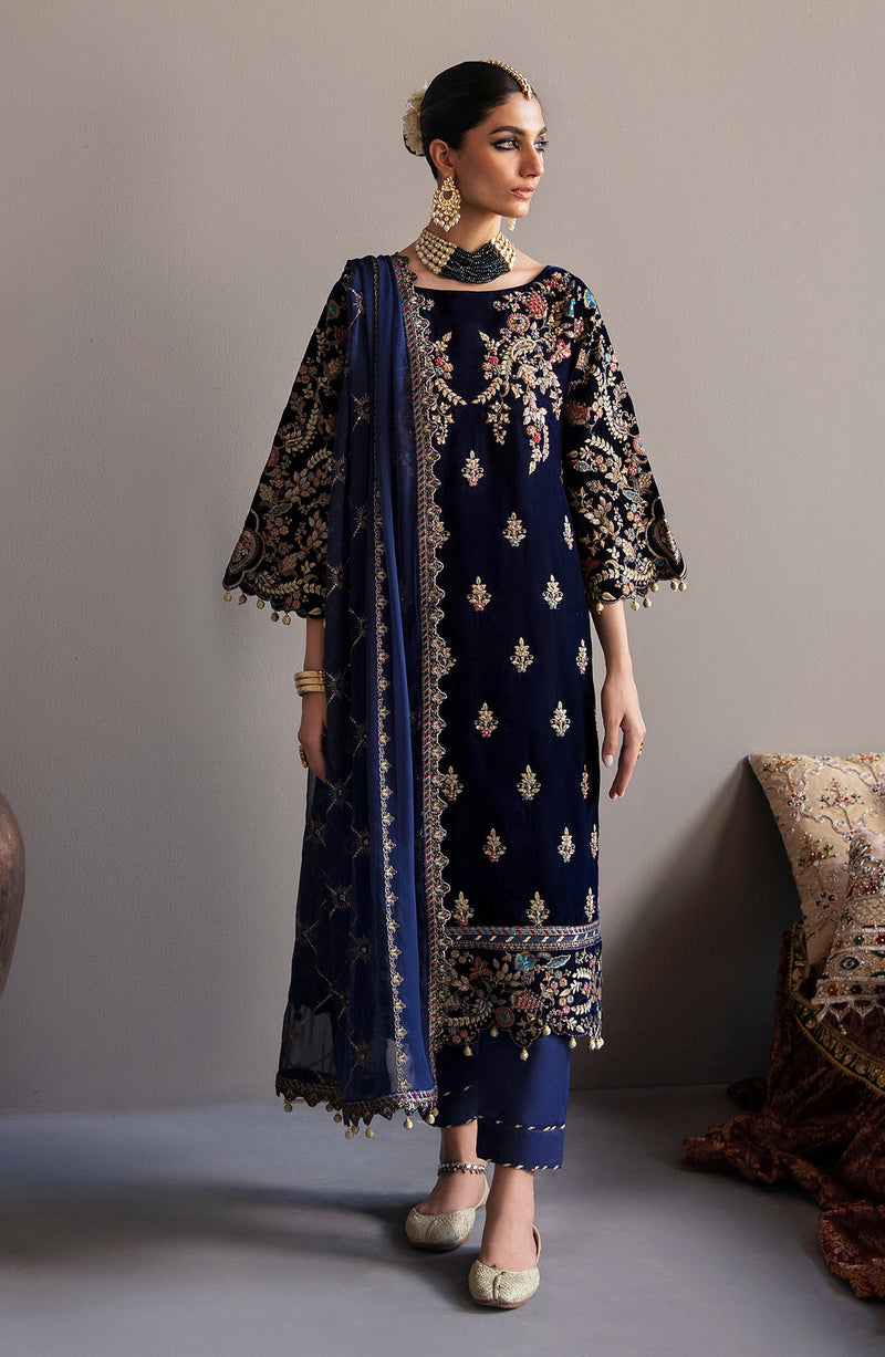 MK-03 Falak – authentic Pakistani formal dress from the Emaan Adeel Zarposh Velvet 25 collection for women in the UK.