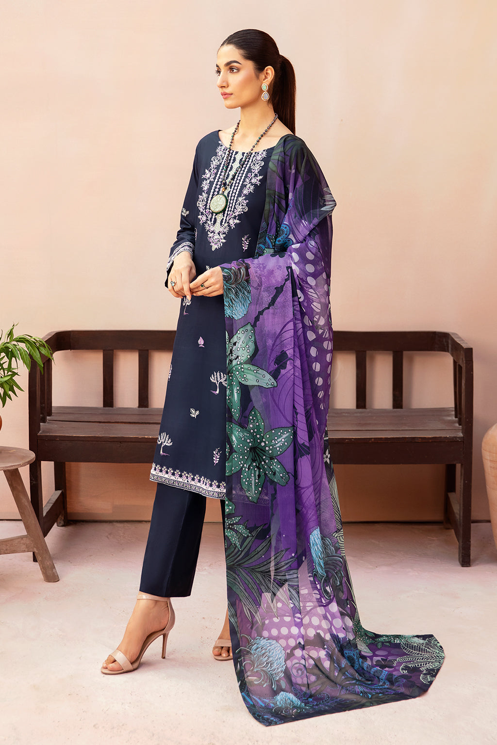 Afsanah | Essentials Lawn | MIDNIGHT A-03 by Afsanah - Designer Dress - Type: Casuals - Available at Libayah - 100% Original