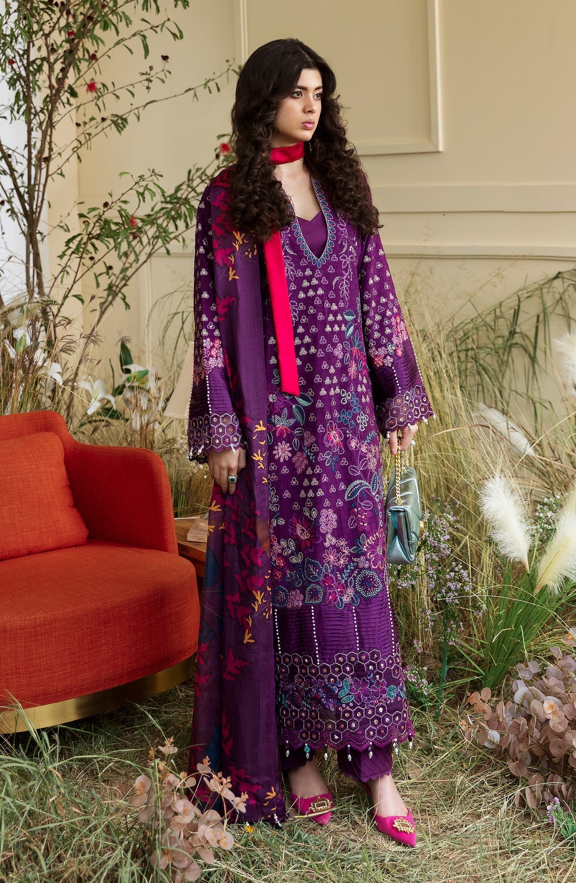Zevk | Flora Festive Lawn | FUCHSIA by Zevk - Designer Dress - Type: Ladies Clothes - Available at Libayah - 100% Original