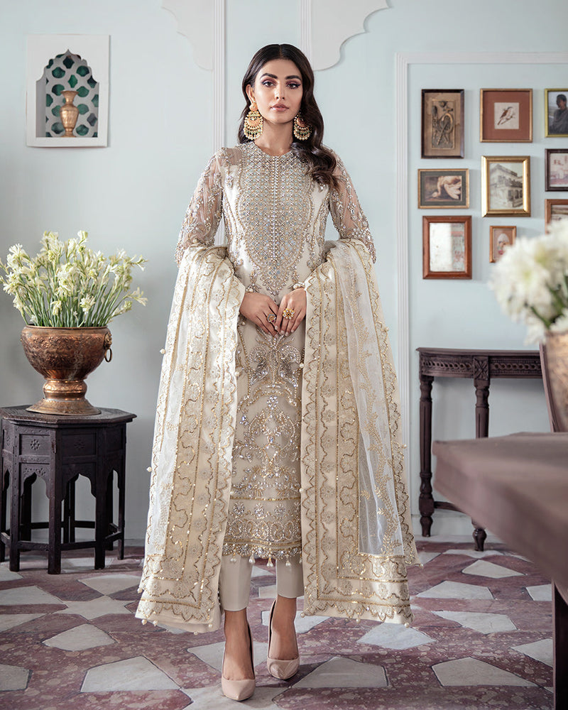 Gulaal | Wedding Formals | Mehr Embroidered Net 3-Piece Suit WS-19 by Gulaal - Designer Dress - Type: Ladies Clothes - Available at Libayah - 100% Original