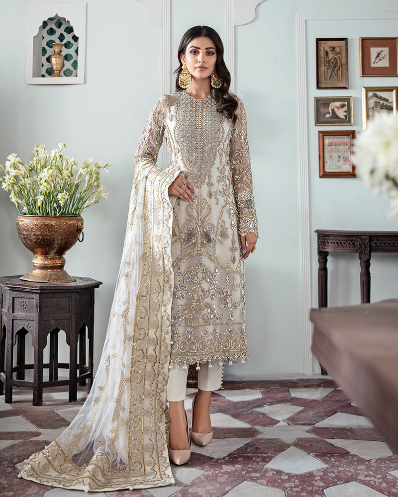 Gulaal | Wedding Formals | Mehr Embroidered Net 3-Piece Suit WS-19 by Gulaal - Designer Dress - Type: Ladies Clothes - Available at Libayah - 100% Original