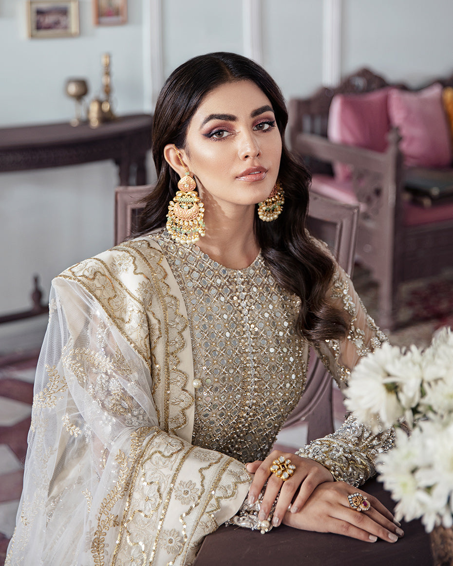 Gulaal | Wedding Formals | Mehr Embroidered Net 3-Piece Suit WS-19 by Gulaal - Designer Dress - Type: Ladies Clothes - Available at Libayah - 100% Original