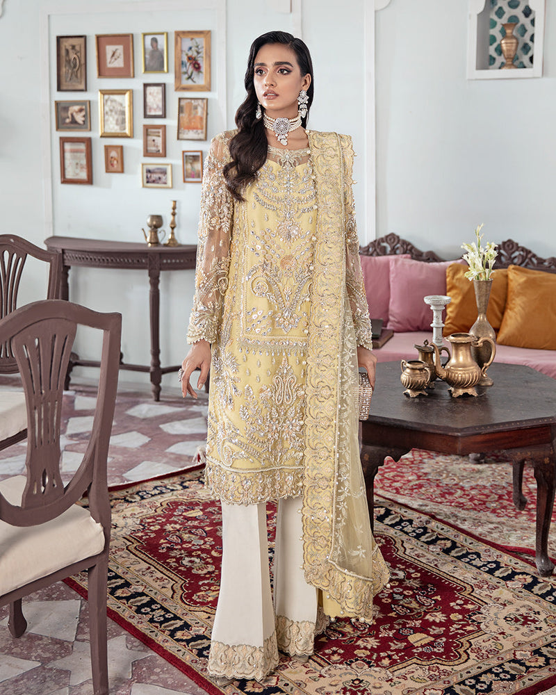 Gulaal | Wedding Formals | MAHJABEEN EMBROIDERED NET 3-PIECE SUIT WS-17 by Gulaal - Designer Dress - Type: Ladies Clothes - Available at Libayah - 100% Original