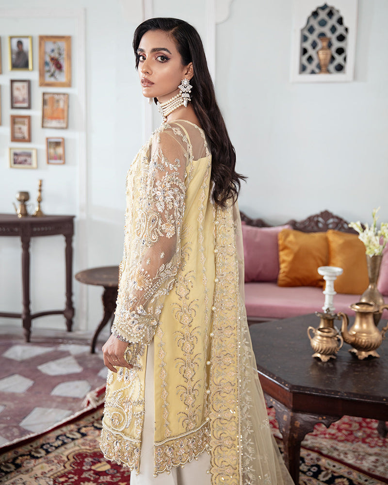 Gulaal | Wedding Formals | MAHJABEEN EMBROIDERED NET 3-PIECE SUIT WS-17 by Gulaal - Designer Dress - Type: Ladies Clothes - Available at Libayah - 100% Original