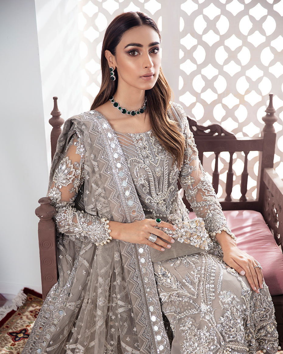 Gulaal | Wedding Formals | Gulnoor Embroidered Net 3-Piece Suit WS-18 by Gulaal - Designer Dress - Type: Ladies Clothes - Available at Libayah - 100% Original