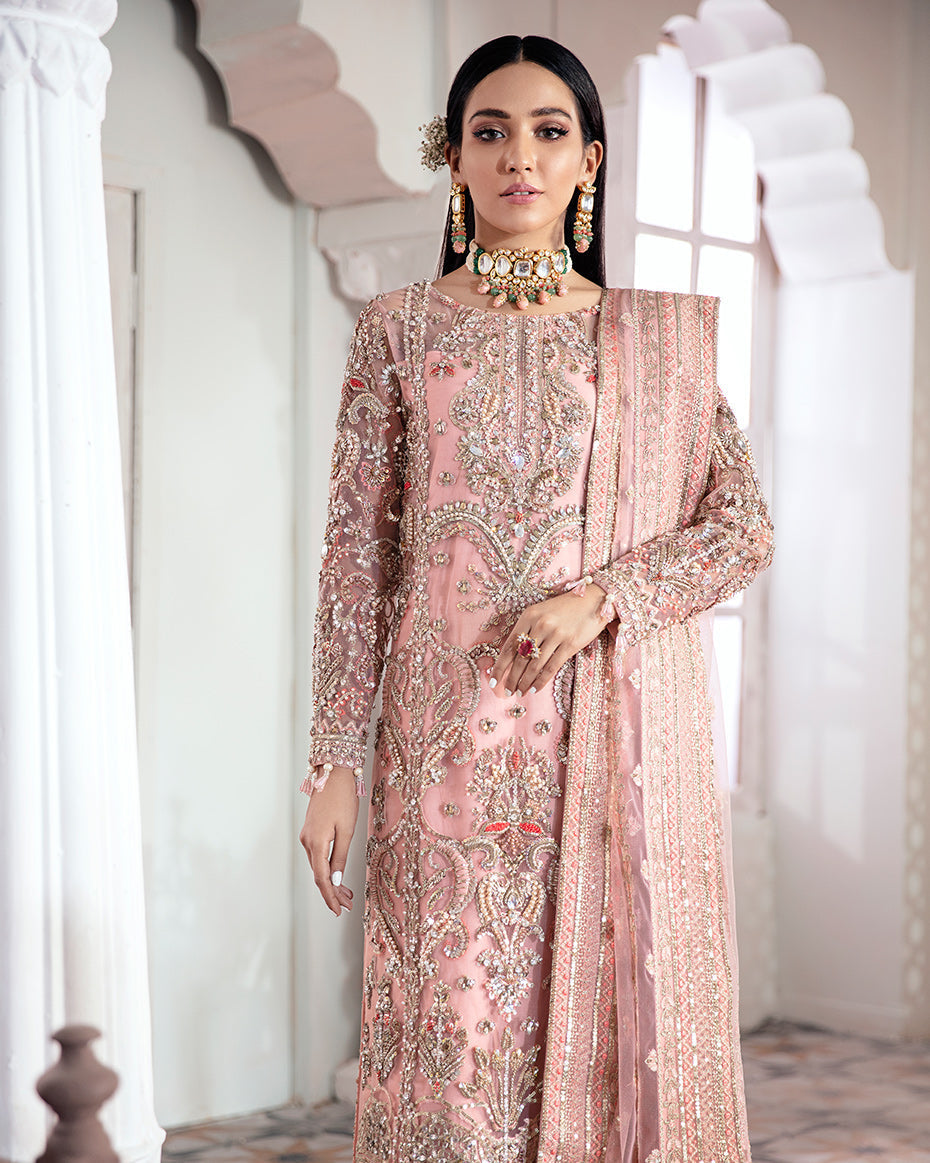Gulaal | Wedding Formals | ARJUMAND EMBROIDERED NET 3-PIECE SUIT WS-15 by Gulaal - Designer Dress - Type: Ladies Clothes - Available at Libayah - 100% Original
