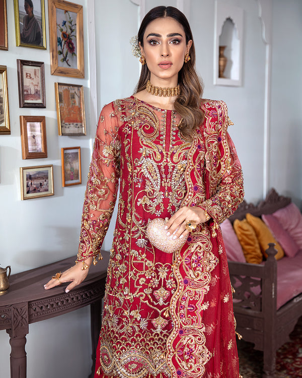Gulaal | Wedding Formals | Tamanah Embroidered Net 3-Piece Suit WS-12 by Gulaal - Designer Dress - Type: Ladies Clothes - Available at Libayah - 100% Original