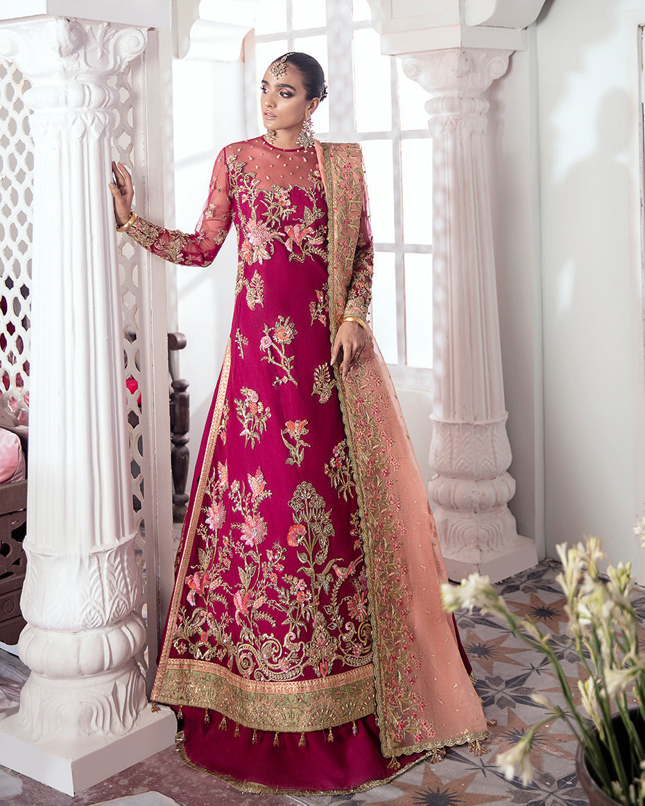 Gulaal | Wedding Formals | CHAMELI EMBROIDERED NET 3-PIECE SUIT WS-10 by Gulaal - Designer Dress - Type: Ladies Clothes - Available at Libayah - 100% Original