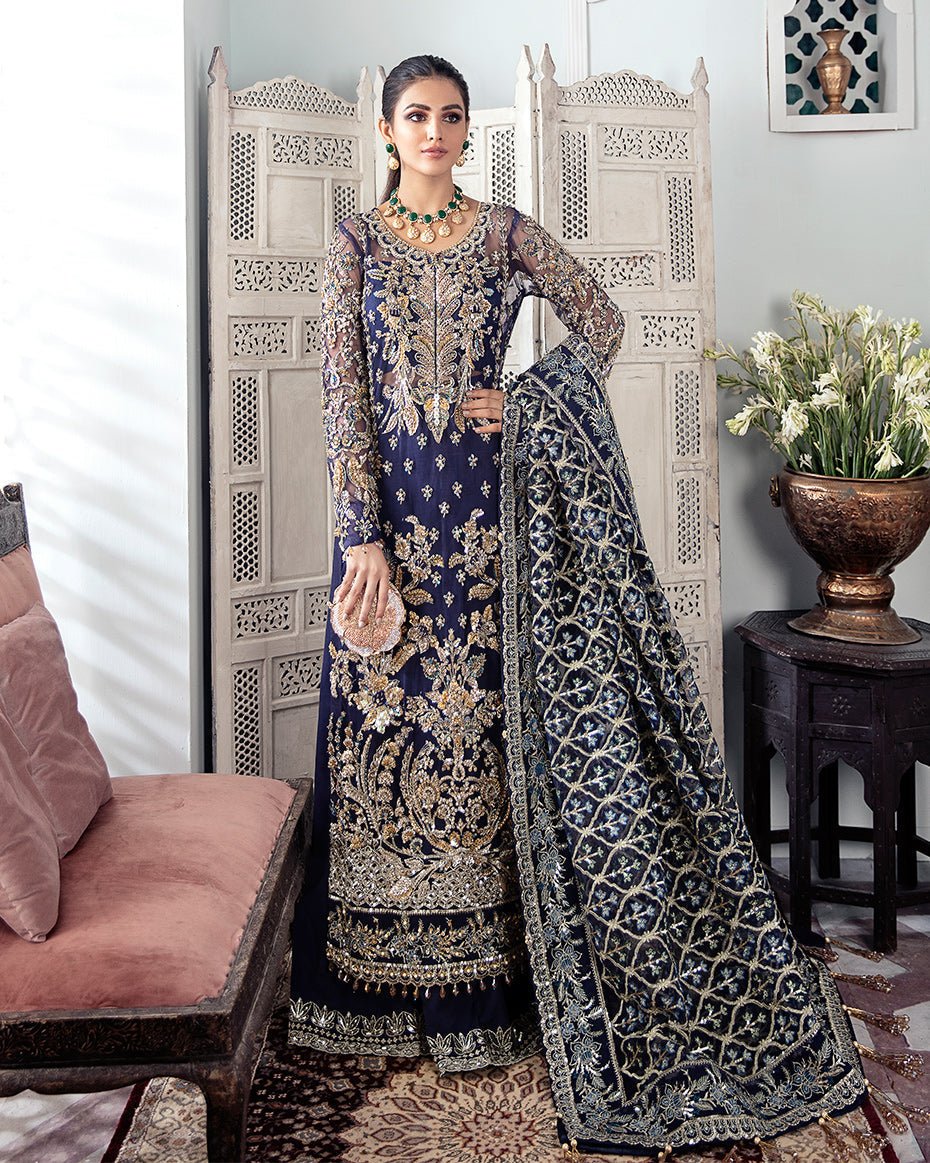 Gulaal | Wedding Formals | QAYINAAT EMBROIDERED NET 3-PIECE SUIT WS-16 by Gulaal - Designer Dress - Type: Ladies Clothes - Available at Libayah - 100% Original
