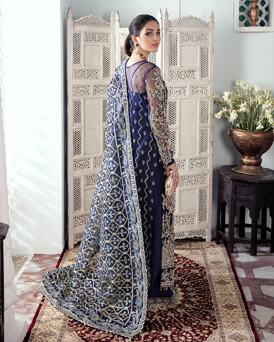 Gulaal | Wedding Formals | QAYINAAT EMBROIDERED NET 3-PIECE SUIT WS-16 by Gulaal - Designer Dress - Type: Ladies Clothes - Available at Libayah - 100% Original
