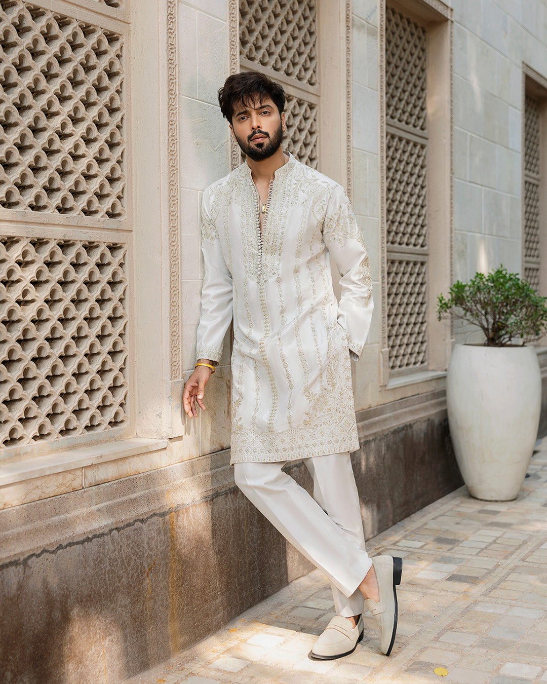 Pakistani Menswear | Faiza Saqlain | Bishr by Faiza Saqlain - Designer Dress - Type: MensWear - Available at Libayah - 100% Original