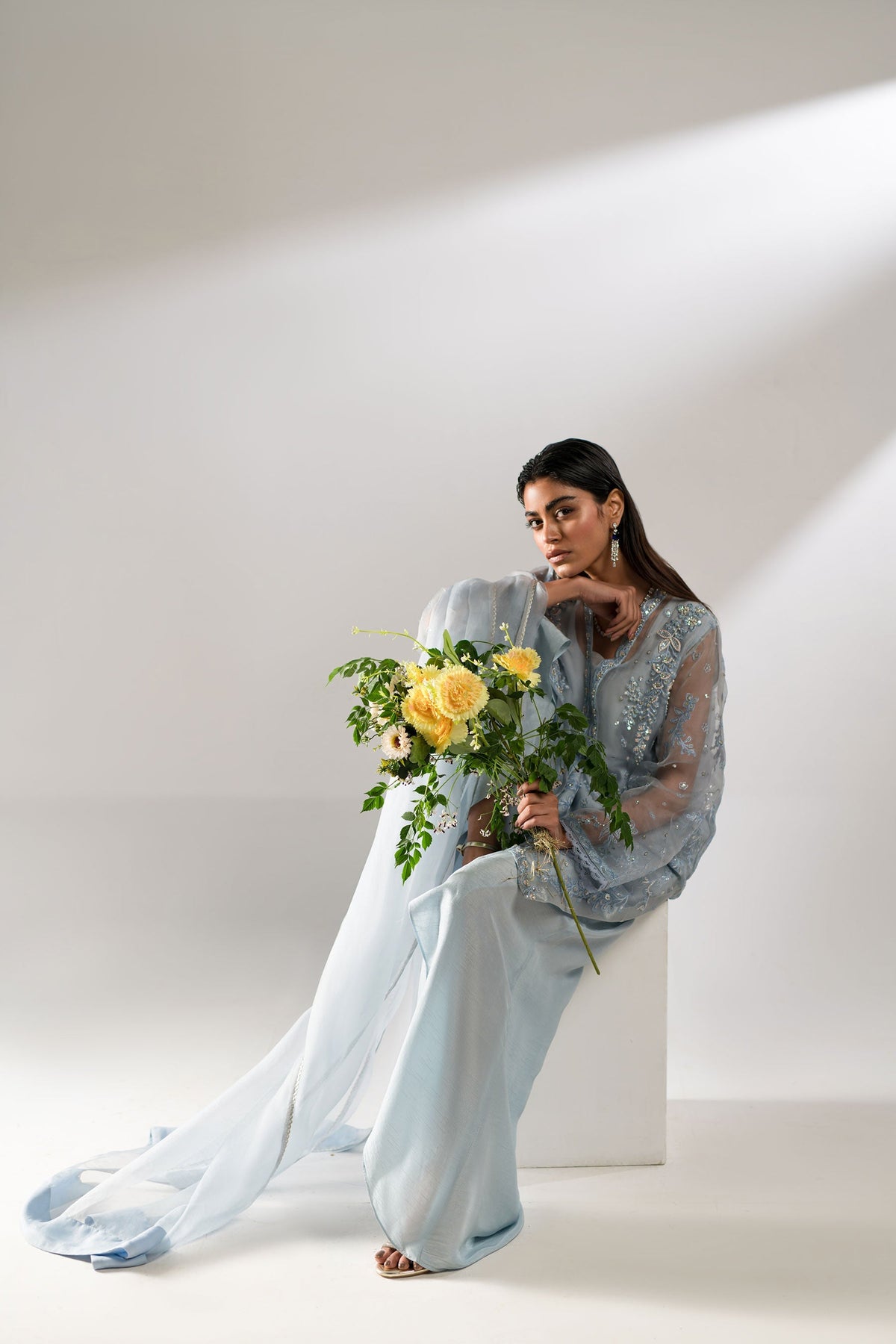 Ammara Khan | Lily Luxury Formals 24 | COOL BLUE CO-ORD SET (D-08) by Ammara Khan - Designer Dress - Type: Ladies Clothes - Available at Libayah - 100% Original