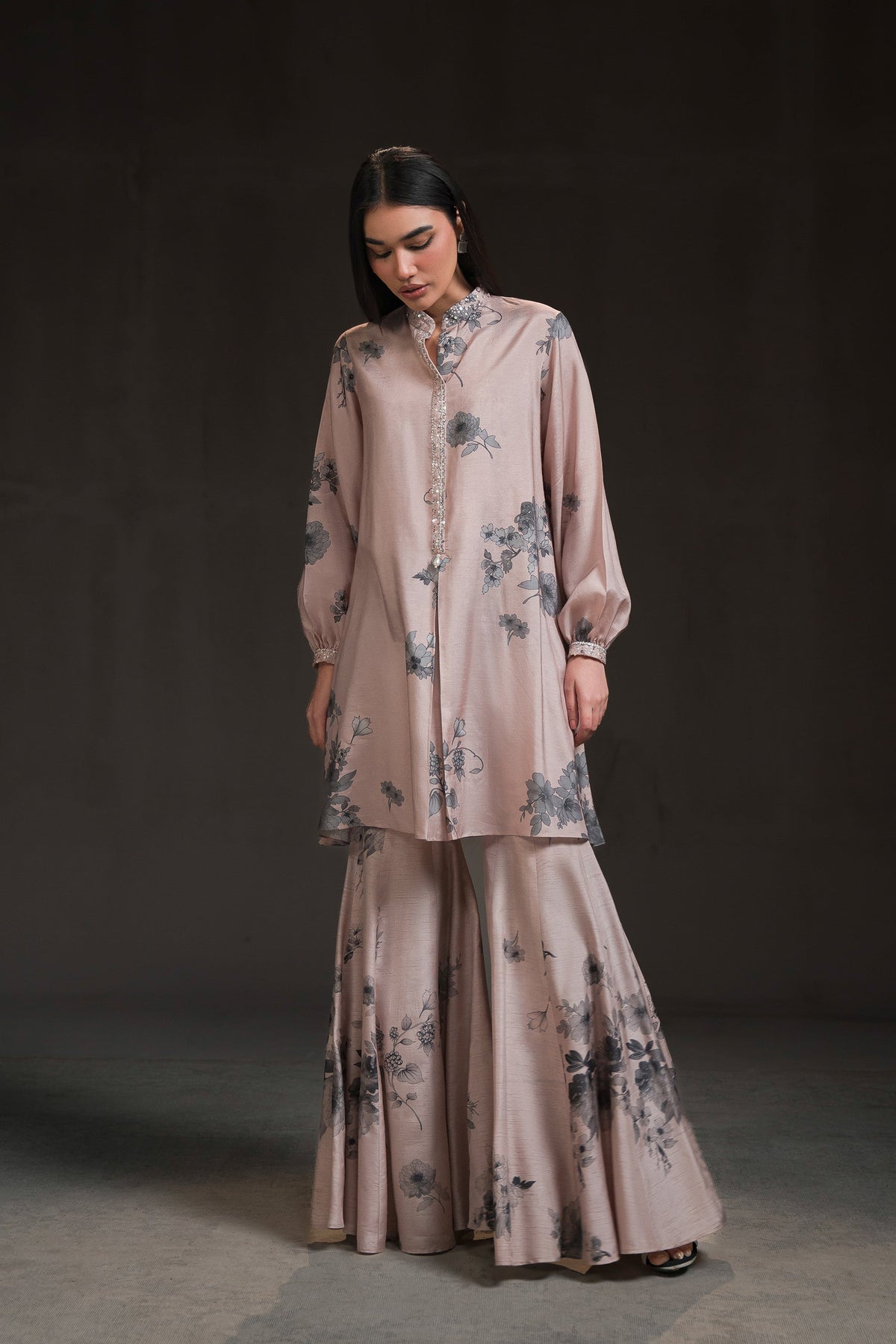 Ammara Khan | Glitz Luxury Pret 24 | FLORAL PRINT GHARARA PANT SET (D-14) by Ammara Khan - Designer Dress - Type: Ladies Clothes - Available at Libayah - 100% Original