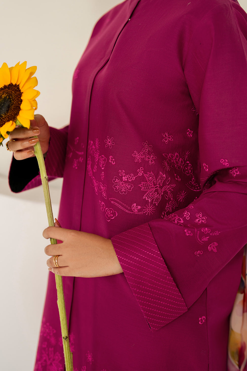Farasha | Thread Lines Embroidered | Fuchsia Fern by Farasha - Designer Dress  - Type : Ladies Clothes - Available at Libayah - 100% Original 