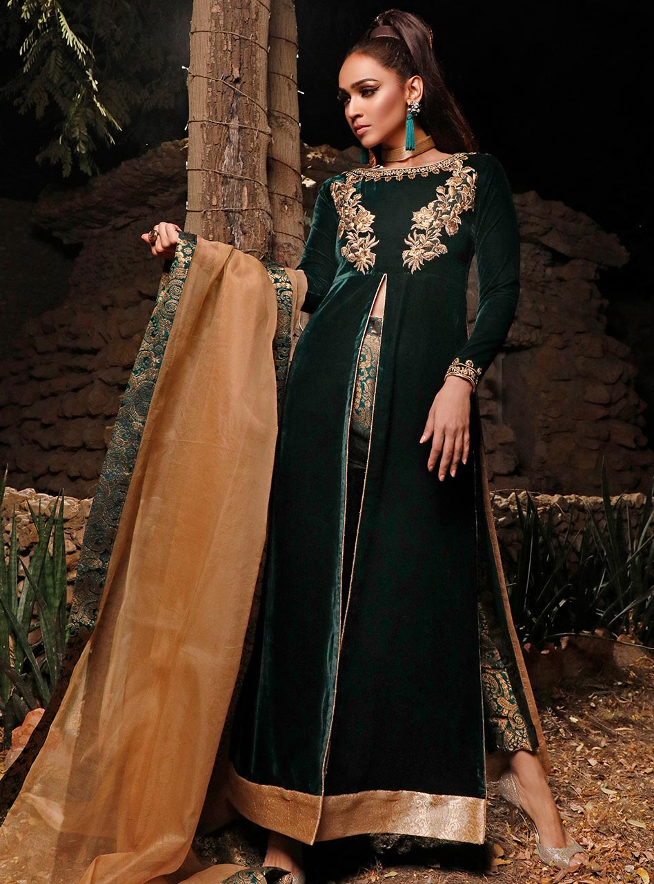 Zainab Chottani | Semi Formals | DARK MOSS TOPAZ by Zainab Chottani - Designer Dress - Type: Ladies Clothes - Available at Libayah - 100% Original