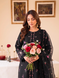 Faiza Faisal | FNF Printed Lawn | FLORAL NOIR by Faiza Faisal - Designer Dress  - Type : Ladies Clothes - Available at Libayah - 100% Original 