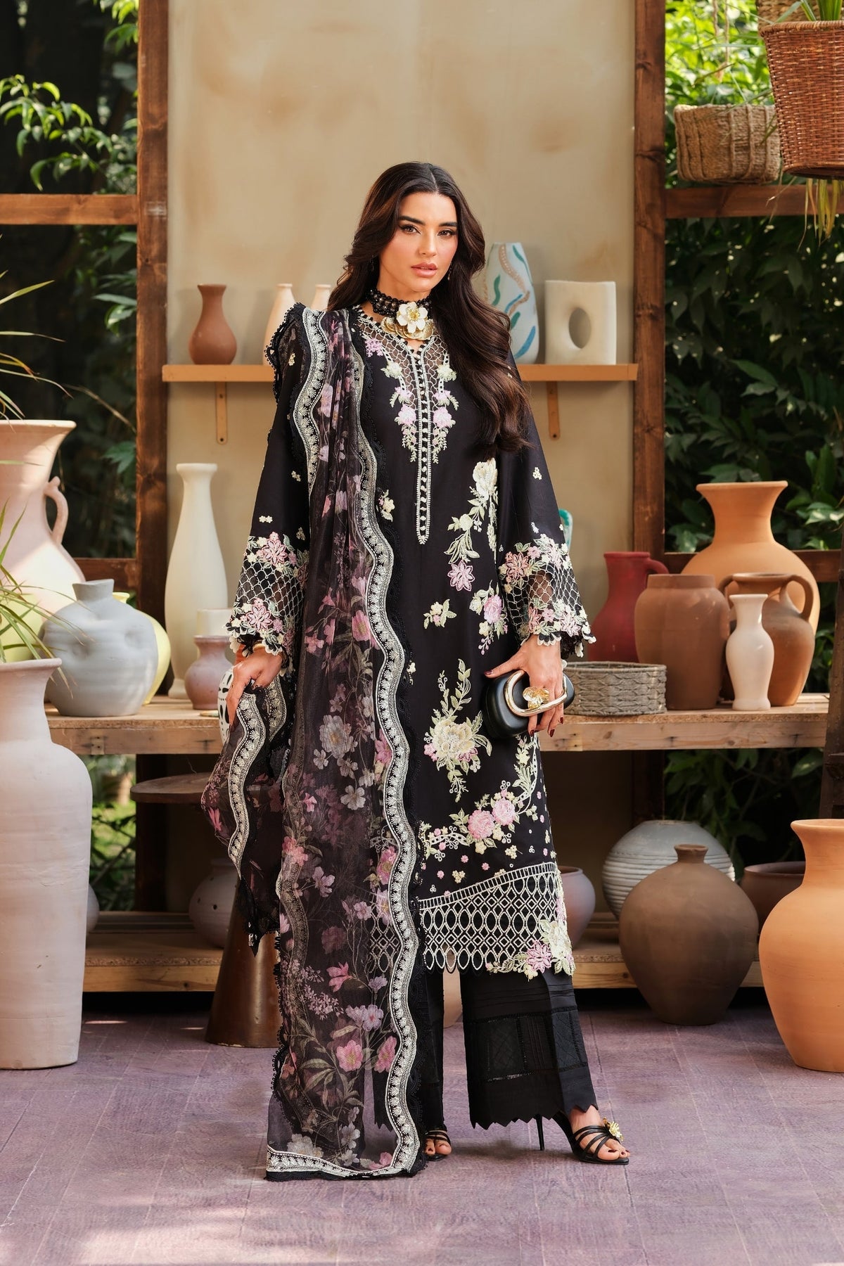 Maryam Hussain | Luxury Lawn 26 | Noir - Designer Dress - Type : Ladies Clothes - Available at Libayah - 100% Original