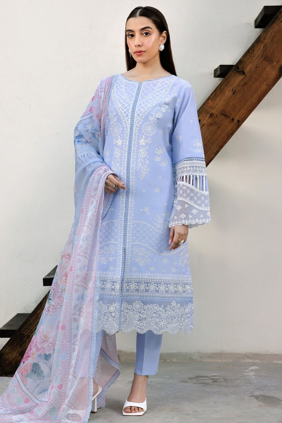 Farasha | Summer Weaves Embroidered Lawn | Serene Blue by Farasha - Designer Dress - Type: Ladies Clothes - Available at Libayah - 100% Original