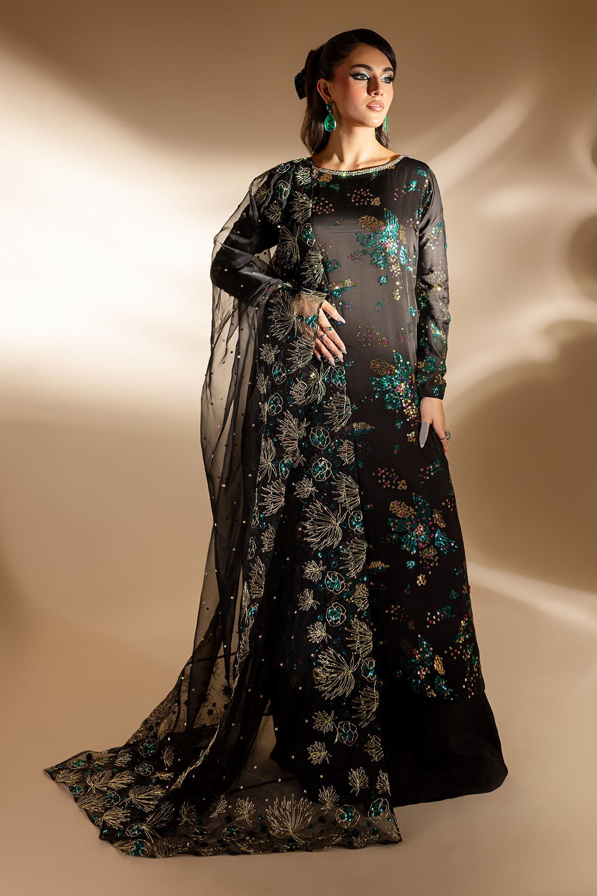 Nureh | Fancy Formals | TW-02 GOLDEN STARDUST by Nureh - Designer Dress  - Type : Ladies Clothes - Available at Libayah - 100% Original 