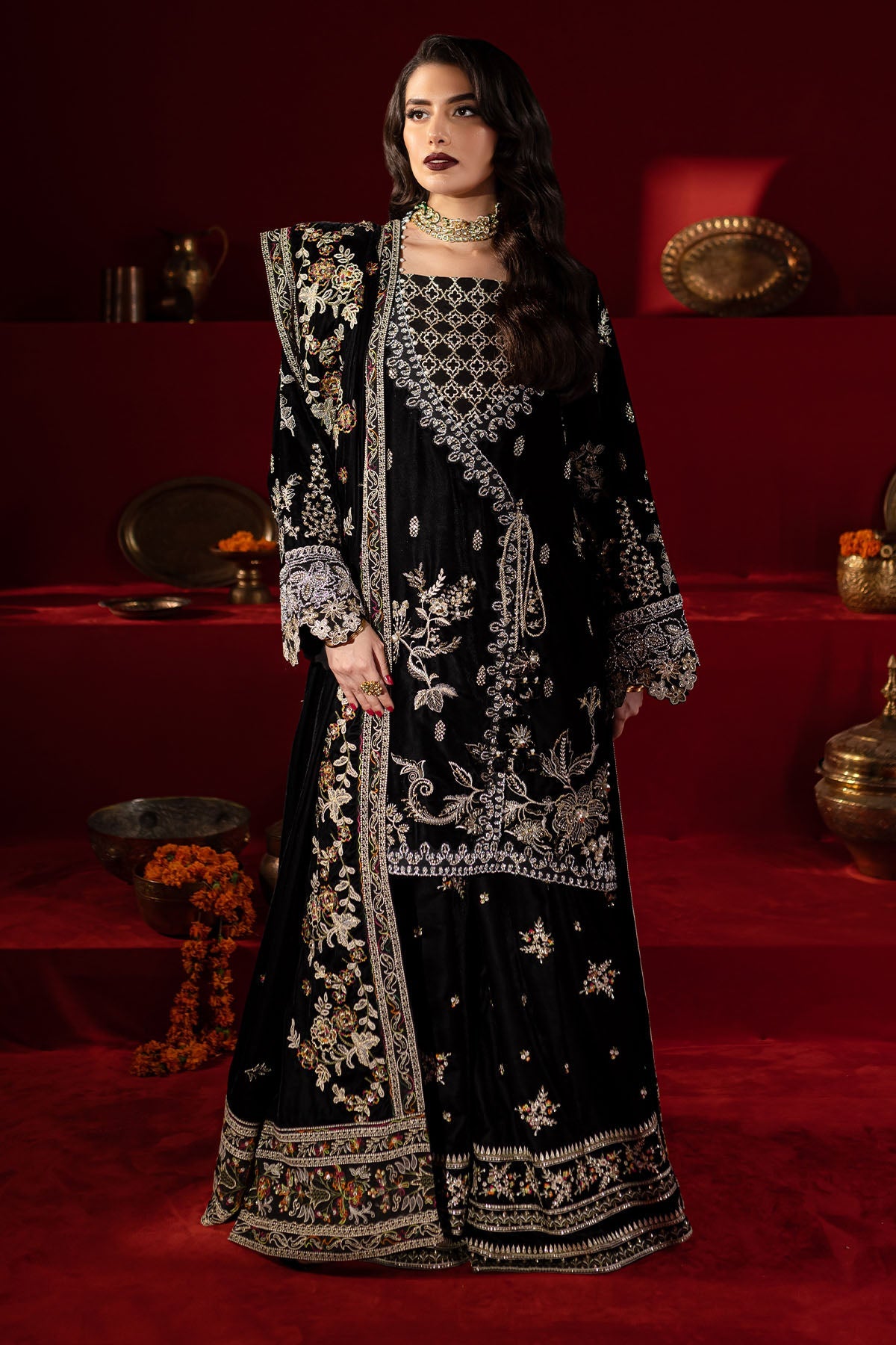 NW-92 – authentic Pakistani formal dress from the Nureh Maya Velvet collection for women in the UK