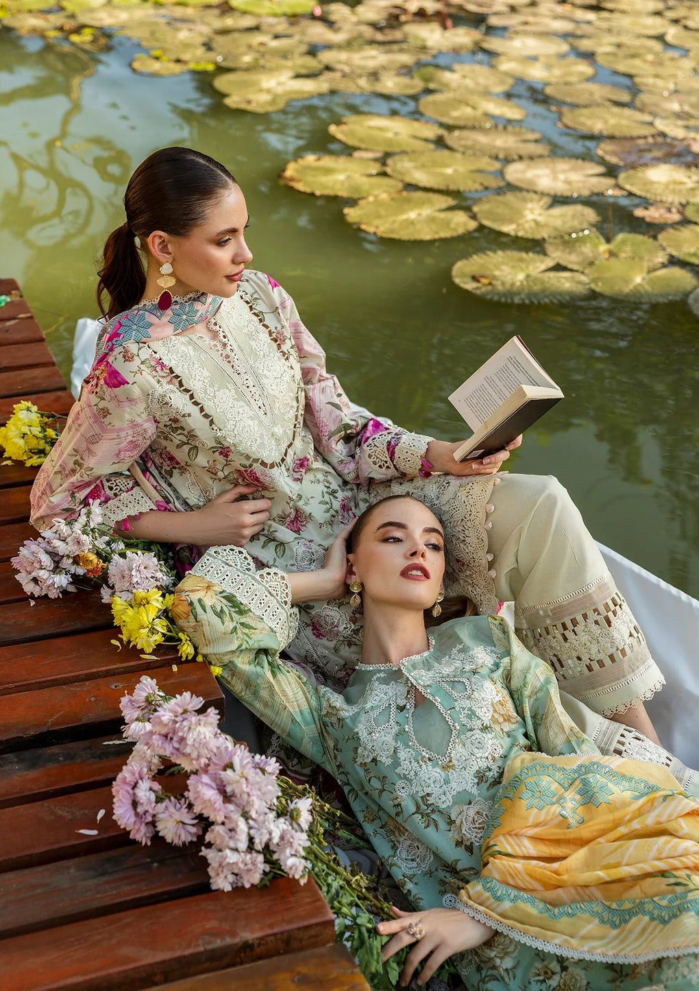 Elaf Premium | Print Chikankari 25 | ELK-06B ROSES & WHITES by Elaf Premium - Designer Dress - Type: Ladies Clothes - Available at Libayah - 100% Original