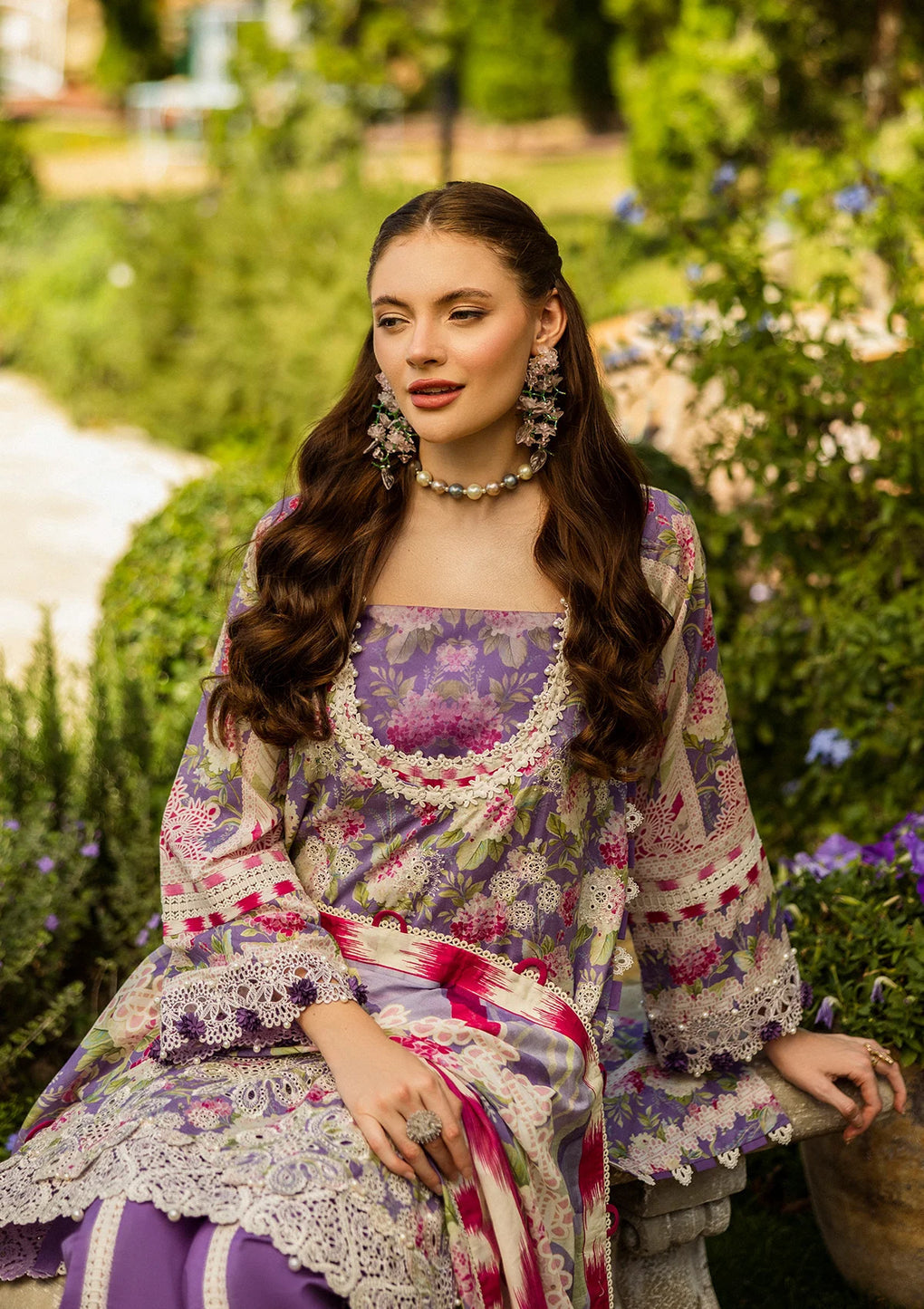 Elaf Premium | Print Chikankari 25 | ELK-02A PERIWINKLE by Elaf Premium - Designer Dress - Type: Ladies Clothes - Available at Libayah - 100% Original