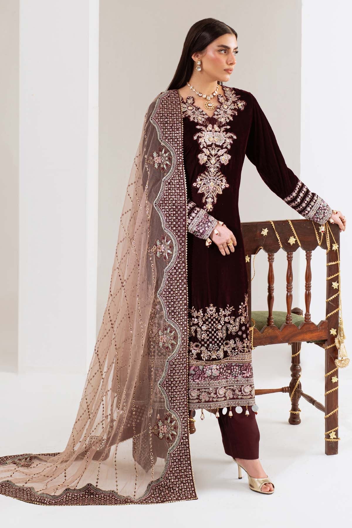 NW-110 – authentic Pakistani formal dress from the Nureh Maya Velvet collection for women in the UK