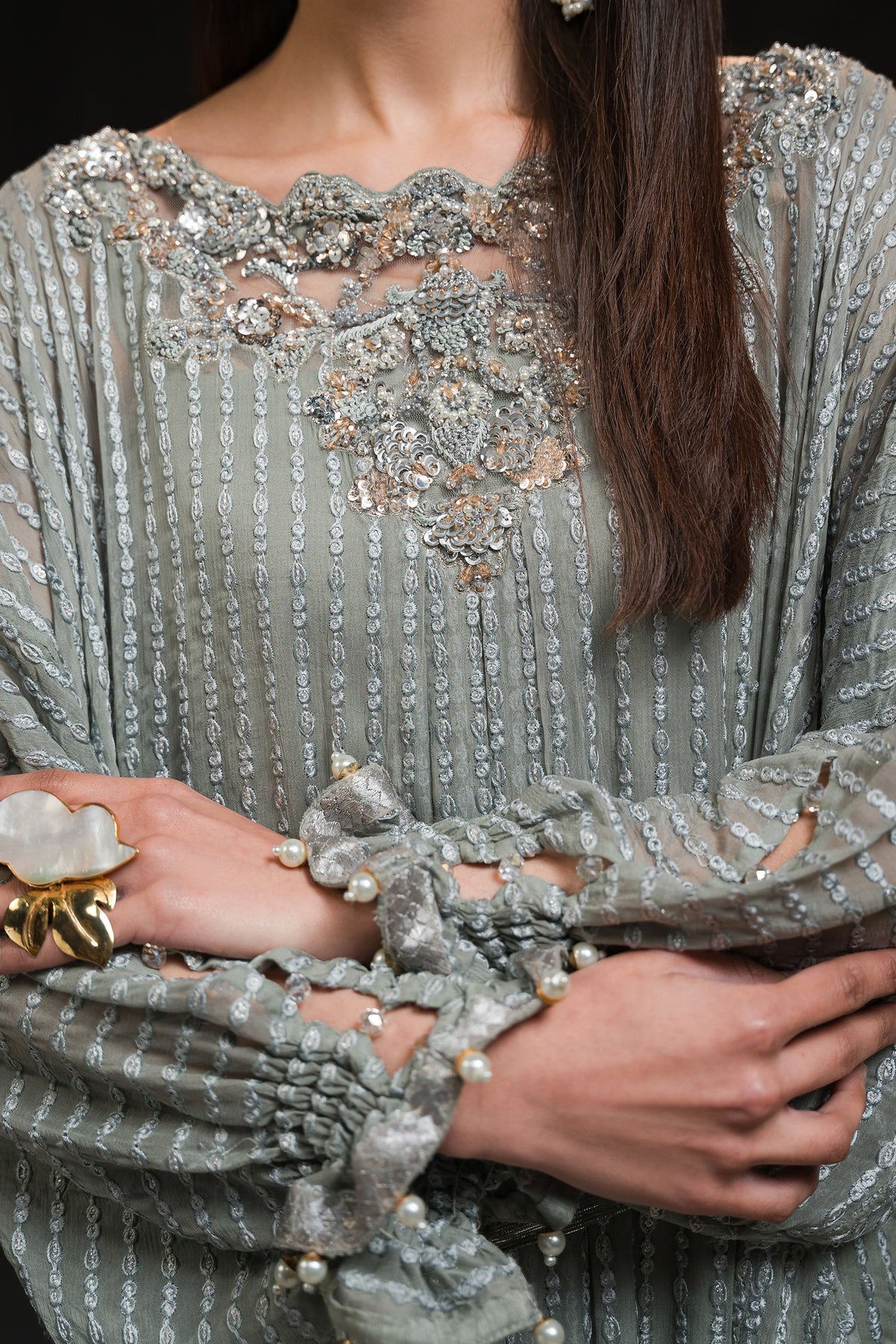Ammara Khan | Glitz Luxury Pret 24 | UBER GLAM KAFTAN (D-07) by Ammara Khan - Designer Dress - Type: Ladies Clothes - Available at Libayah - 100% Original