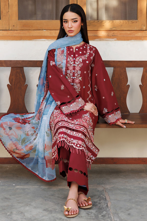 Farasha | Summer Weaves Embroidered Lawn | Crimson Glow by Farasha - Designer Dress - Type: Ladies Clothes - Available at Libayah - 100% Original
