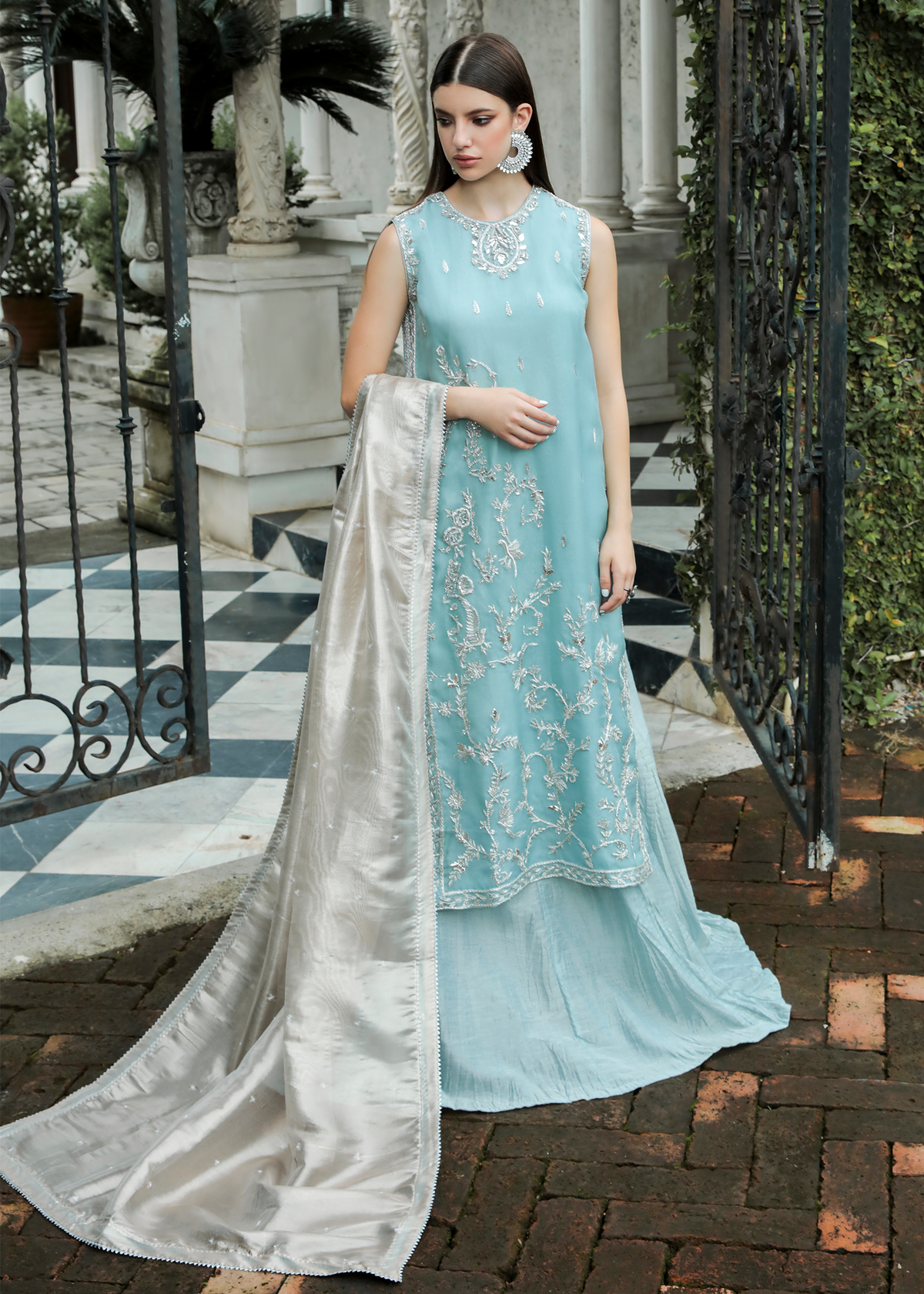 Purple Haze Pret Studio | Apsara Formals | Ice Blue Organza Outfit by Purple Haze - Designer Dress - Type: Ladies Clothes - Available at Libayah - 100% Original