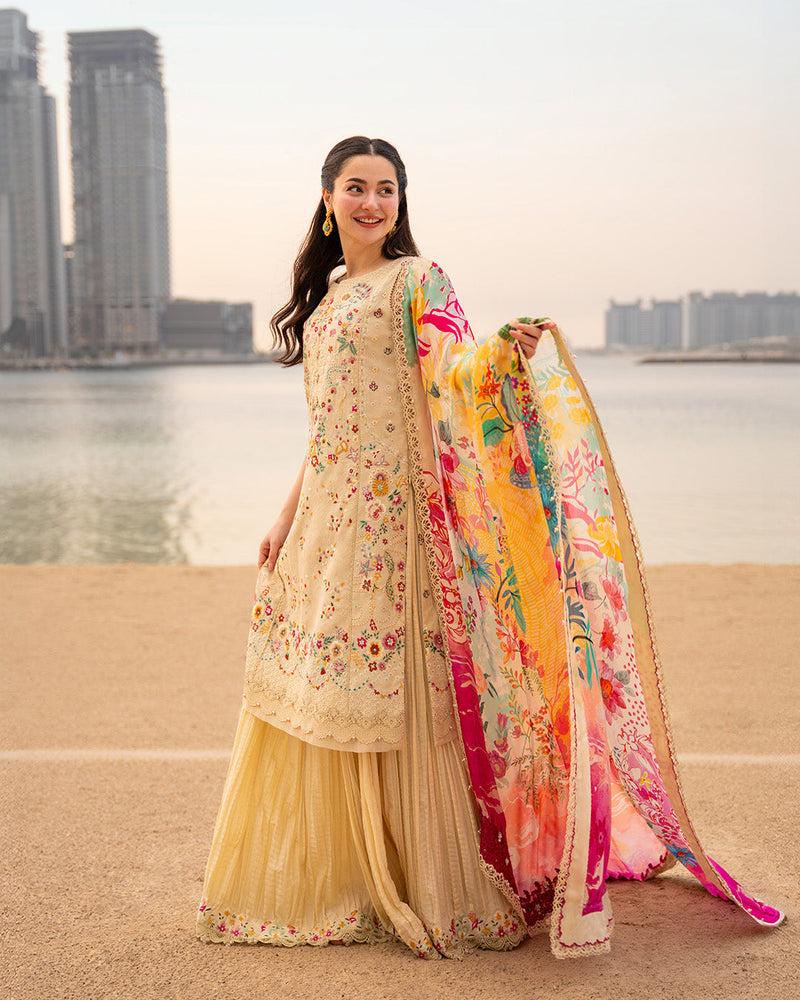 Faiza Saqlain | AYA - Unstitched Luxury Lawn '26 | Merjem by Faiza Saqlain - Designer Dress  - Type : Ladies Clothes - Available at Libayah - 100% Original 