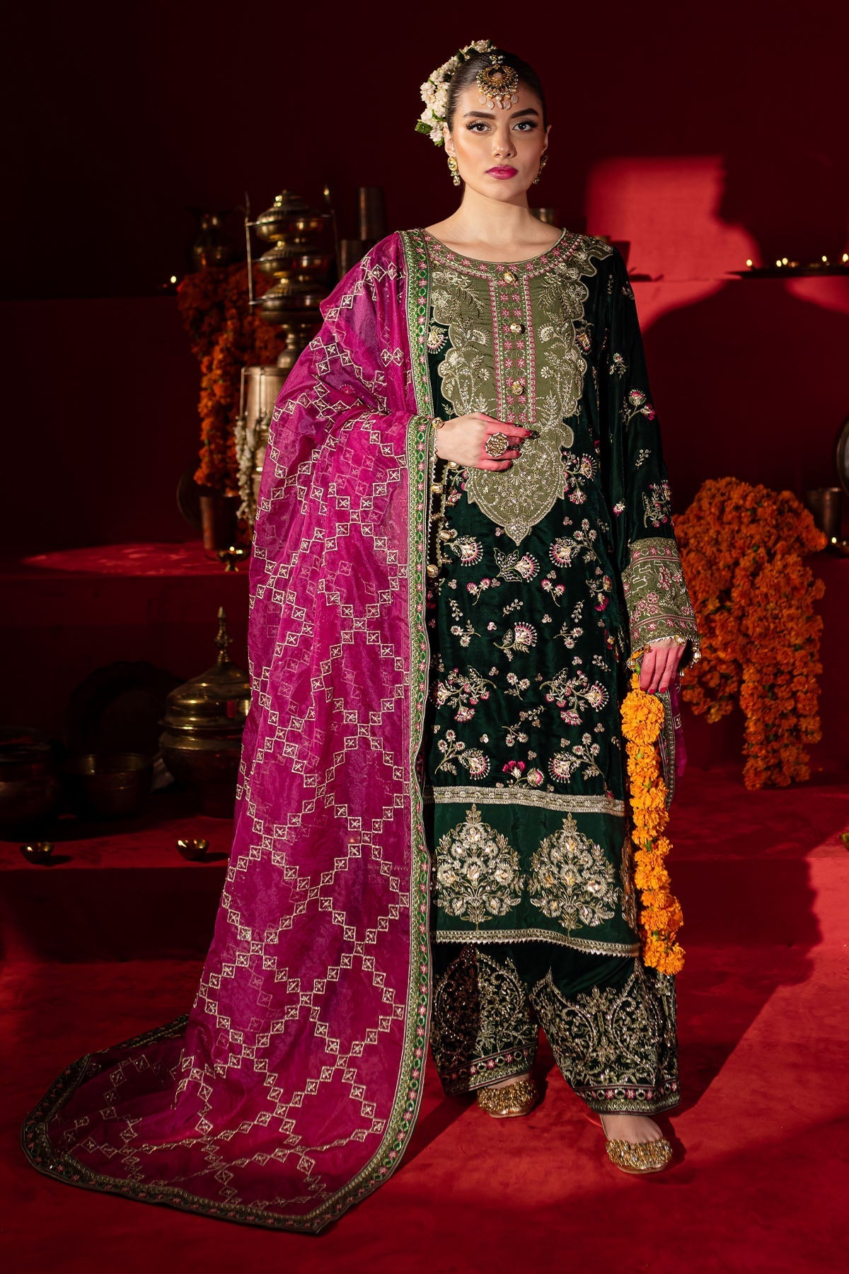 NW-88 – authentic Pakistani formal dress from the Nureh Maya Velvet collection for women in the UK