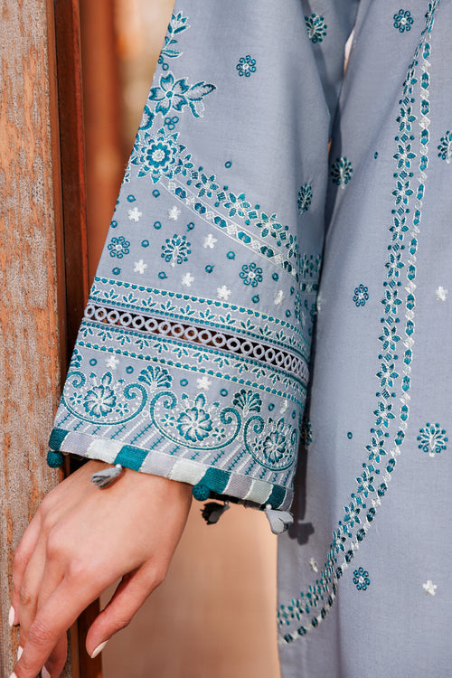 Farasha | Dastoor Embroidered Lawn SS24 | BERYL GREY by Farasha - Designer Dress - Type: Ladies Clothes - Available at Libayah - 100% Original