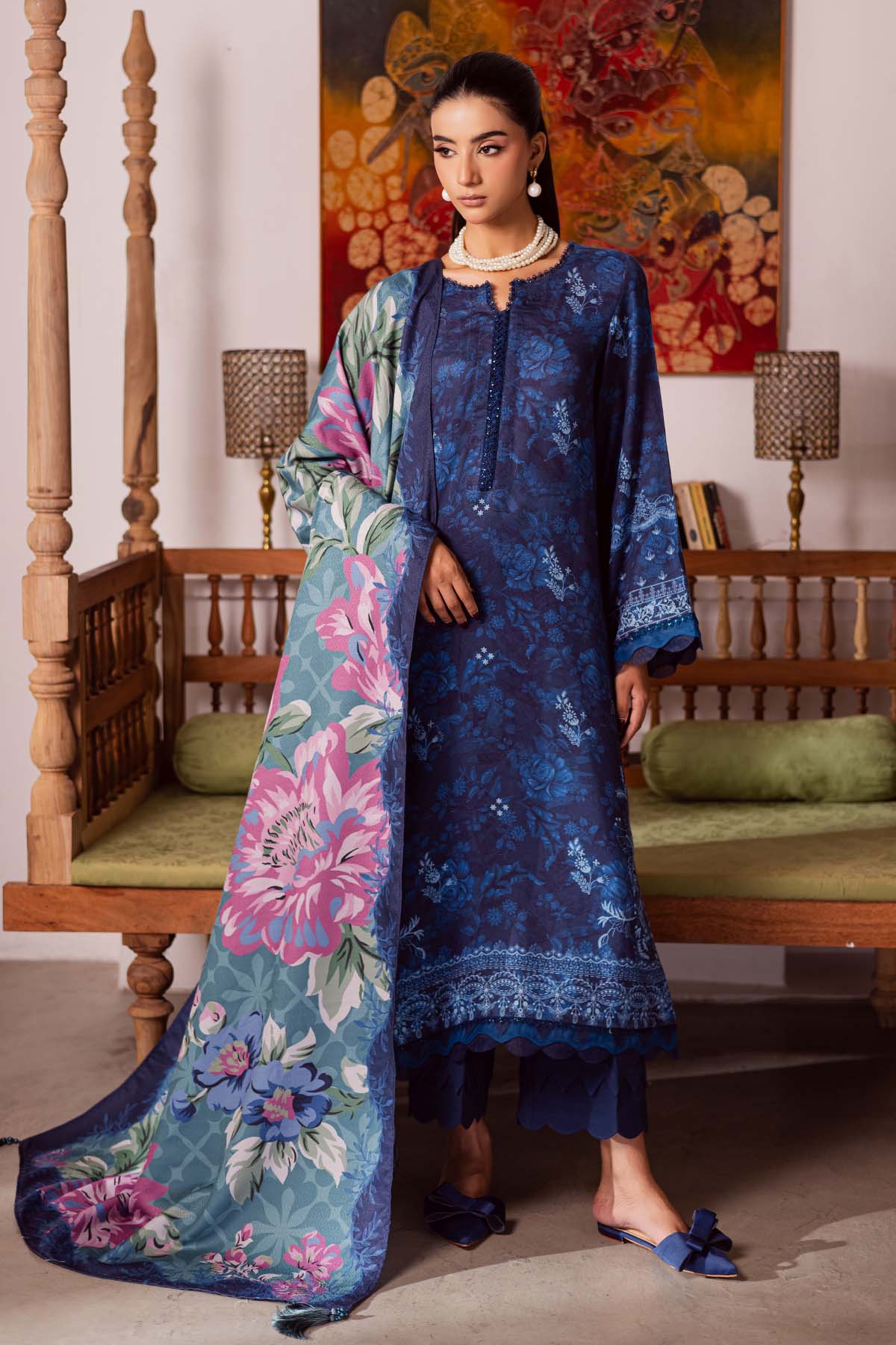 SP-188 – authentic Pakistani dress from the Nureh Linen Jacquard collection for women in the UK.