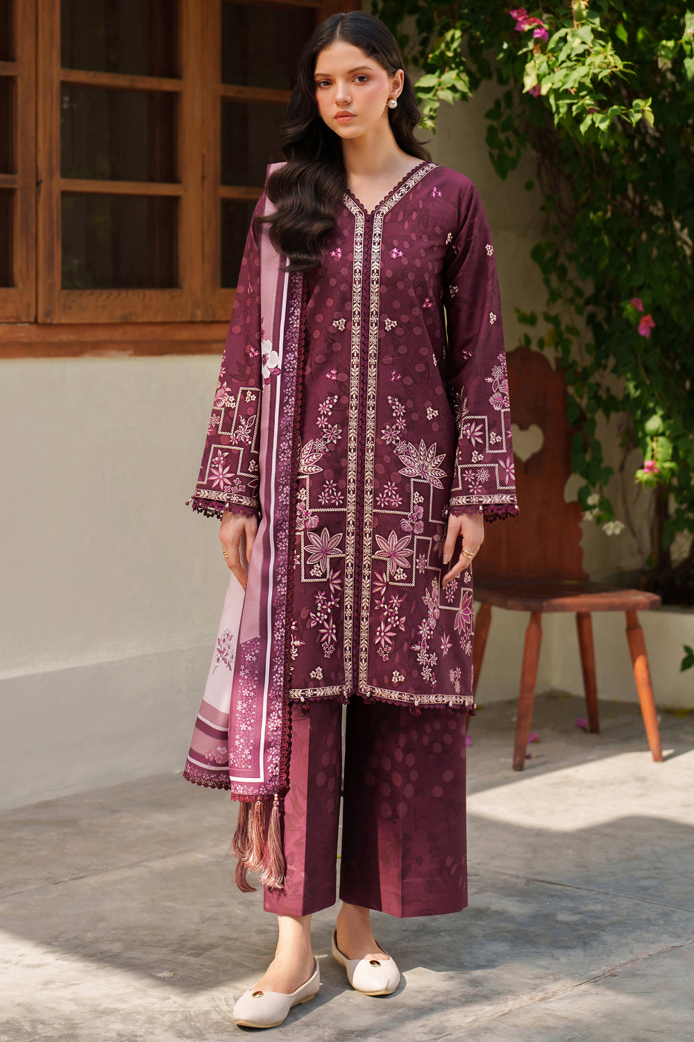 Farasha | Meline Premium Viscose 25 | Mauve Cream by Farasha - Designer Dress  - Type : Ladies Clothes - Available at Libayah - 100% Original 