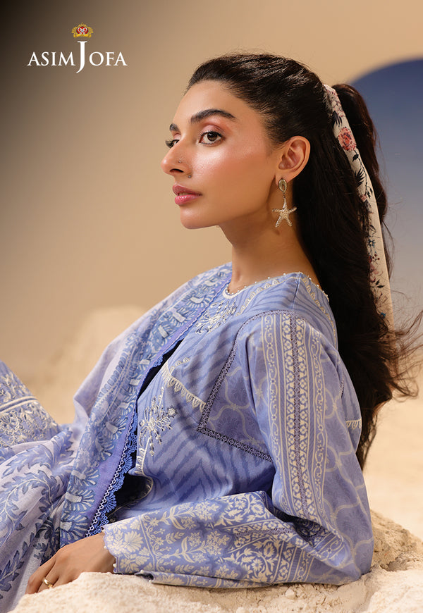 Asim Jofa | Summer Rhapsody | AJUBU-13 Printed Embroidered Lawn by Asim Jofa - Designer Dress  - Type : Ladies Clothes - Available at Libayah - 100% Original 