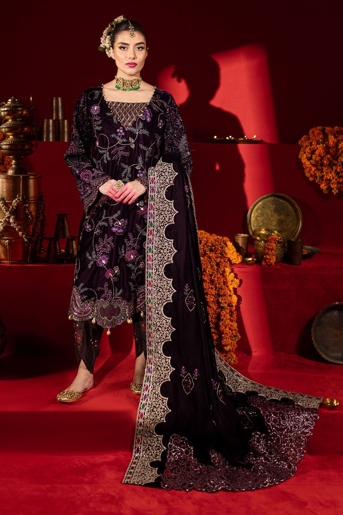NW-91 – authentic Pakistani formal dress from the Nureh Maya Velvet collection for women in the UK