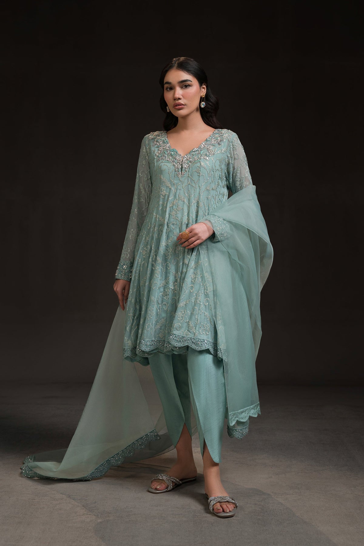 Ammara Khan | Glitz Luxury Pret 24 | SHORT PEPLUM KALIDAR (D-02) by Ammara Khan - Designer Dress - Type: Ladies Clothes - Available at Libayah - 100% Original