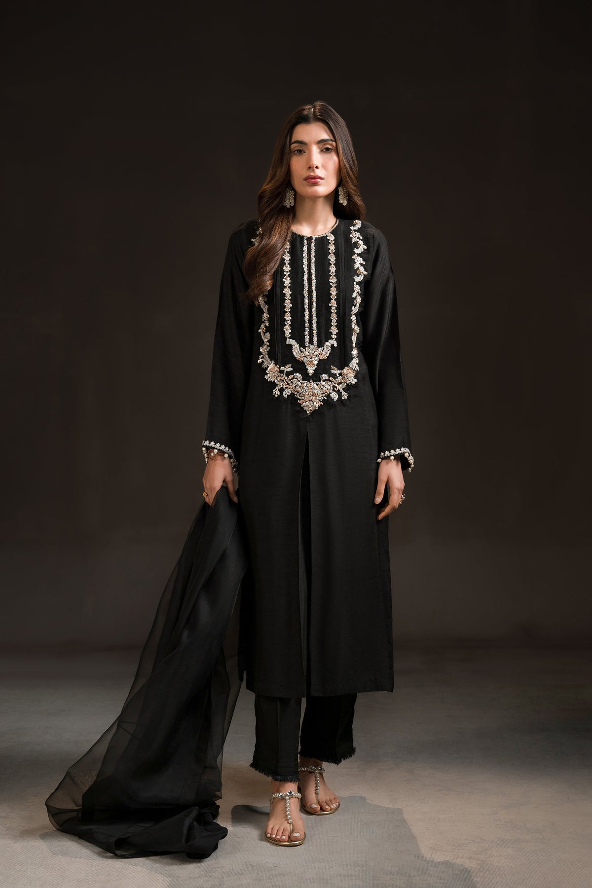 Ammara Khan | Glitz Luxury Pret 24 | BLACK EVENING WEAR SET (D-05) by Ammara Khan - Designer Dress - Type: Ladies Clothes - Available at Libayah - 100% Original