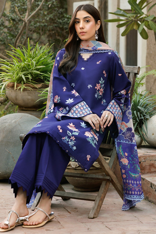Farasha | Summer Weaves Embroidered Lawn | Indigo Glow by Farasha - Designer Dress - Type: Ladies Clothes - Available at Libayah - 100% Original