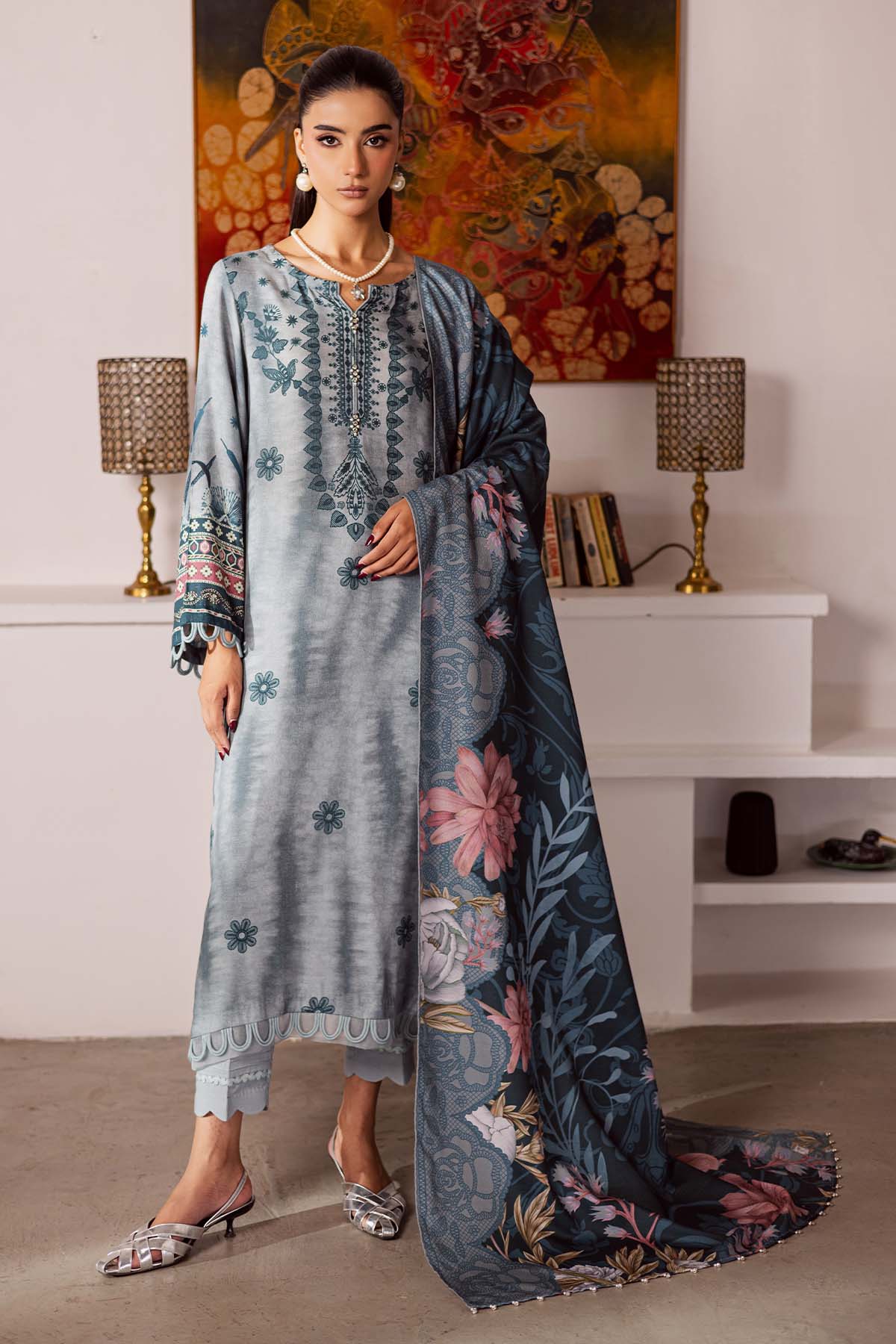 SP-193 – authentic Pakistani dress from the Nureh Linen Jacquard collection for women in the UK.